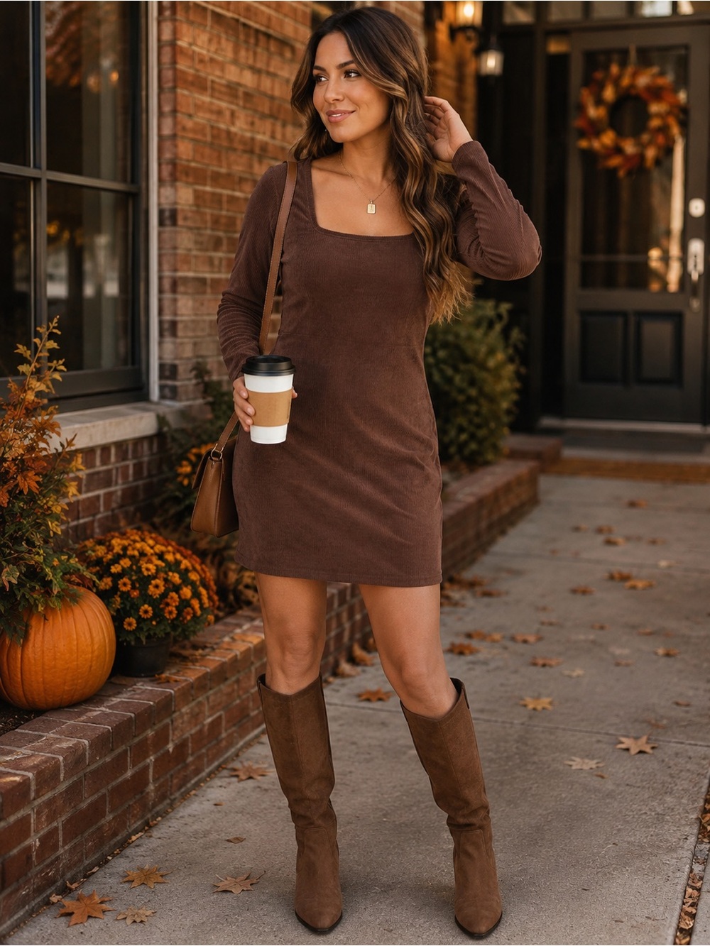 Women’s Brown Long Sleeve Dress Size L
